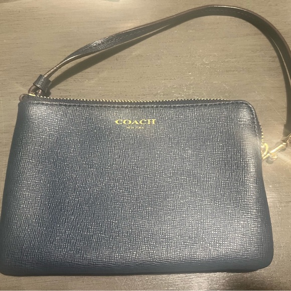 Coach Handbags - Coach wristlet in navy saffiano leather